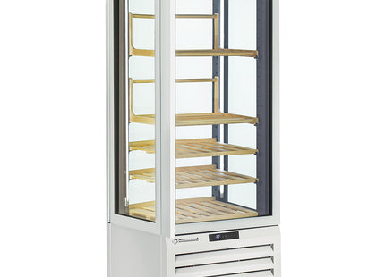 Fuldt glasmontre" 440 Lt., 1 niveau + 4 hylder, ventileret - VIN - HVID