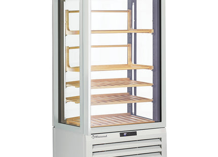 Fuldt glasmontre" 600 Lt., 1 niveau + 4 hylder, ventileret - VIN - HVID