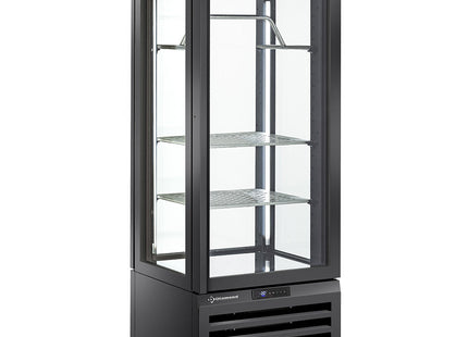 Fuldt glasmontre" 440 Lt., 2 hylder & kødbar, ventileret - KØD - SORT
