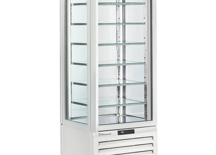 Vitrine "FULL glaseret" 440 Lt., 6 glasniveauer, statisk - ICE CREAM - HVID
