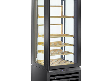 Fuldt glasmontre" 440 Lt., 1 niveau + 4 hylder, ventileret - VIN - SORT