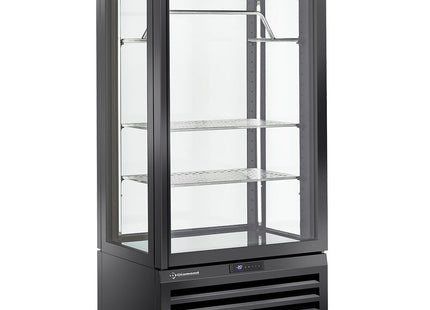 Fuldt glasmontre" 600 Lt., 2 hylder & kødbar, ventileret - KØD - SORT