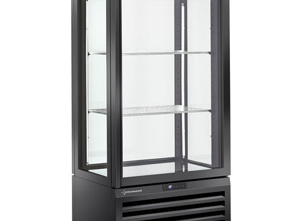 Fuldt glasmontre" 600 Lt., 1 niveau + 2 hylder, ventileret - VIN - SORT