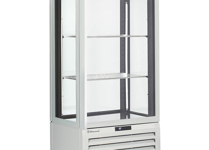 Fuldt glasmontre" 600 Lt., 1 niveau + 2 hylder, ventileret - VIN - HVID