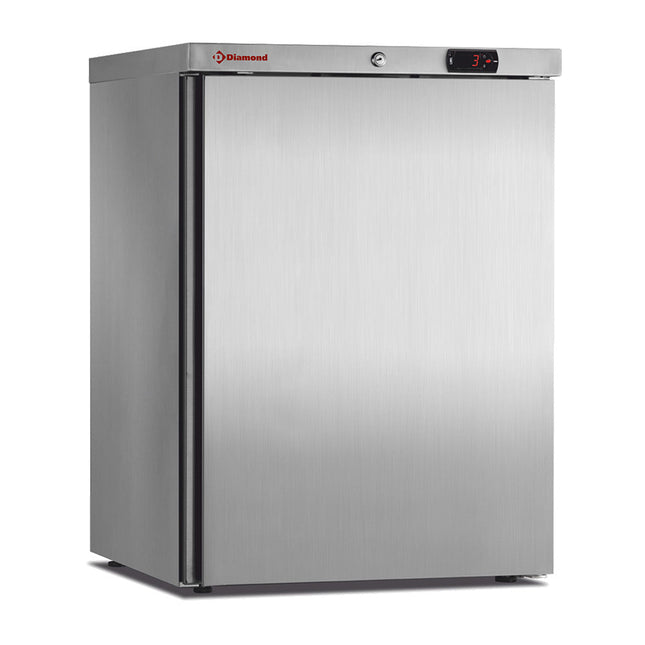 Ventileret køleskab, 150 liter. rustfrit stål