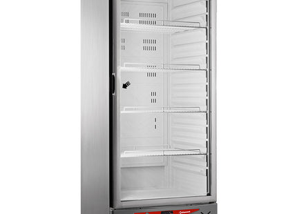 Ventileret køleskab, 525 liter, glaslåge, GN2/1+600x400, rustfrit stål