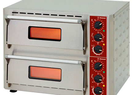 El-ovn til pizza, 2 kamre (3 +3 kW), 430x430xh100 mm