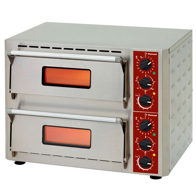 El-ovn til pizza, 2 kamre (3 +3 kW), 430x430xh100 mm