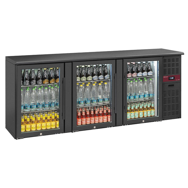 Flaskekøler 3 GLASDØRER, 500 liter, justerbare fødder