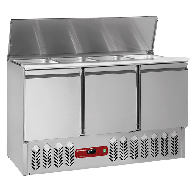 Kølesalat med låg 4x GN 1/1 - 150 mm + reserve 3 låger GN 1/1, Lys