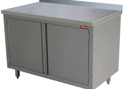 Bord i rustfri stål - hængslede låger - Mål: 800 x 700 x 880/900(+100) mm