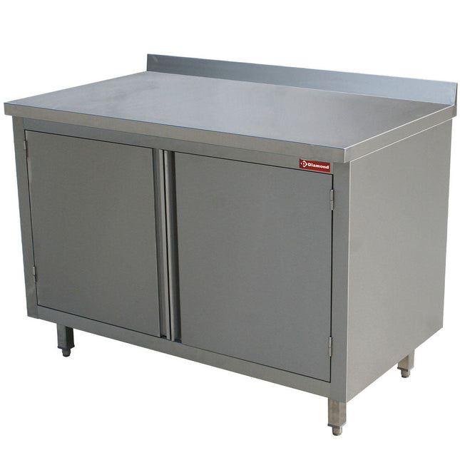 Bord i rustfri stål - hængslede låger - Mål: 800 x 700 x 880/900(+100) mm