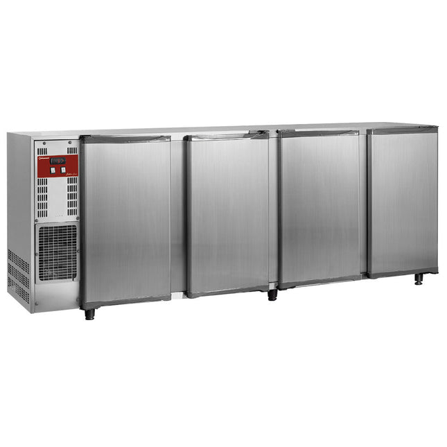 Back Bar Køler, rustfrit stål, 4 døre, 783 liter