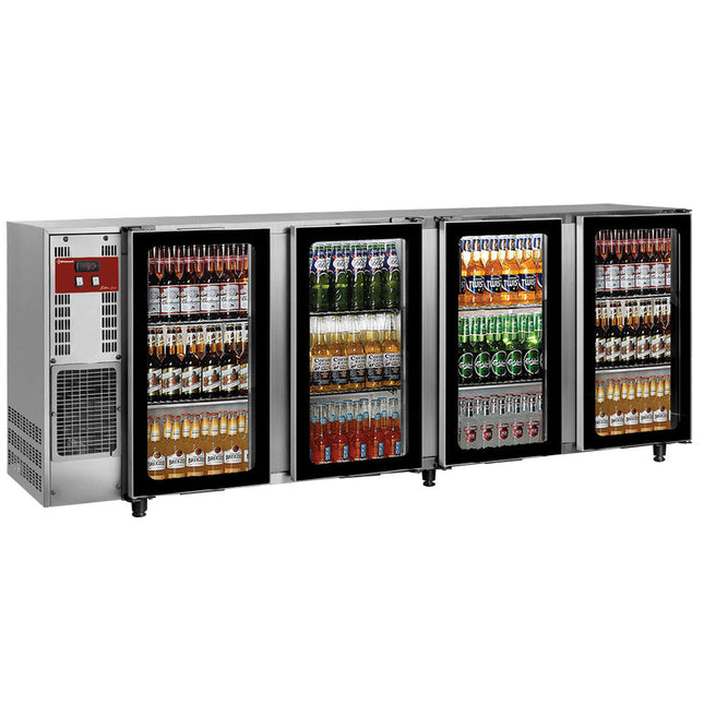 Back Bar Køler, rustfrit stål, 4 GLASDØRER, 783 liter