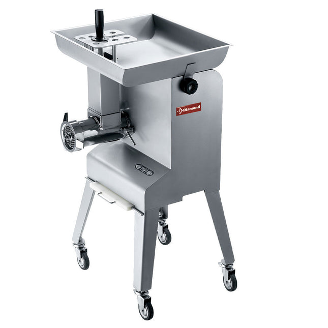 Kødhakker i rustfrit stål nr. 32, Ø 6 mm, 600 kg/t, med stativ med hjul