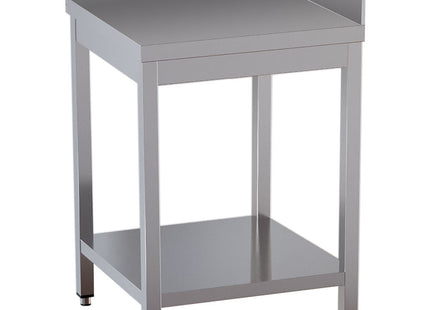 Bord i rustfrit stål - hjørnebord - underhylde - 600 x 600 x 850/880(+100) mm (opstand)
