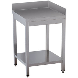 Bord i rustfrit stål - hjørnebord - underhylde - 700 x 700 x 850/880(+100) mm (opstand)