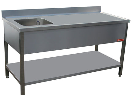 Kokkebord med 1 vask til venstre - 400 x 400 x 275 mm