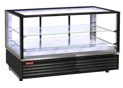 Opvarmet vitrine EN eller GN, ventileret, 2 plan, SORT
