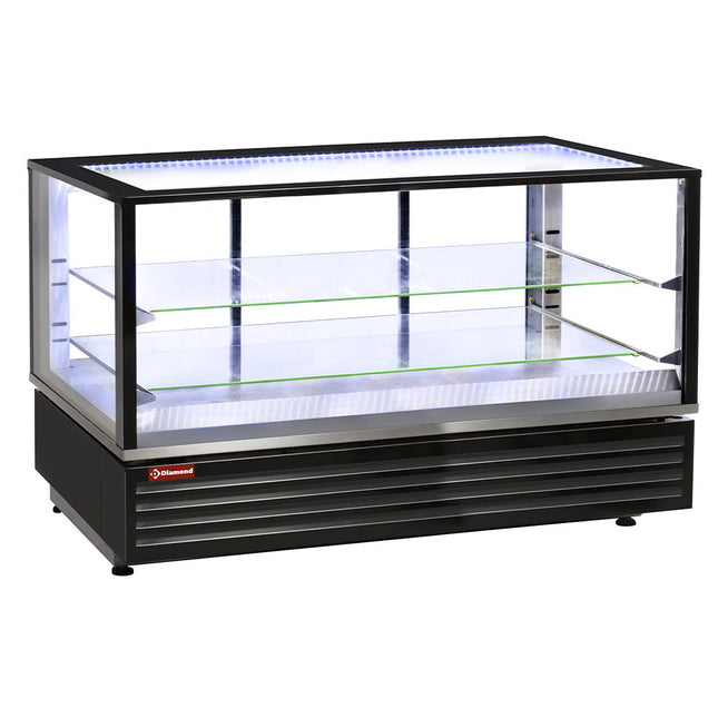 Opvarmet vitrine EN eller GN, ventileret, 2 plan, SORT