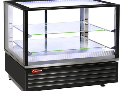 Opvarmet vitrine EN eller GN, ventileret, 2 plan, SORT