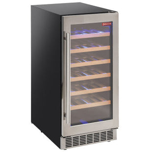 Vinskab, ventileret, rustfri låge, 106 Lt., SORT