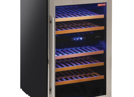 Vinskab, ventileret, rustfri låge, 140 Lt., 2 T°, - SORT