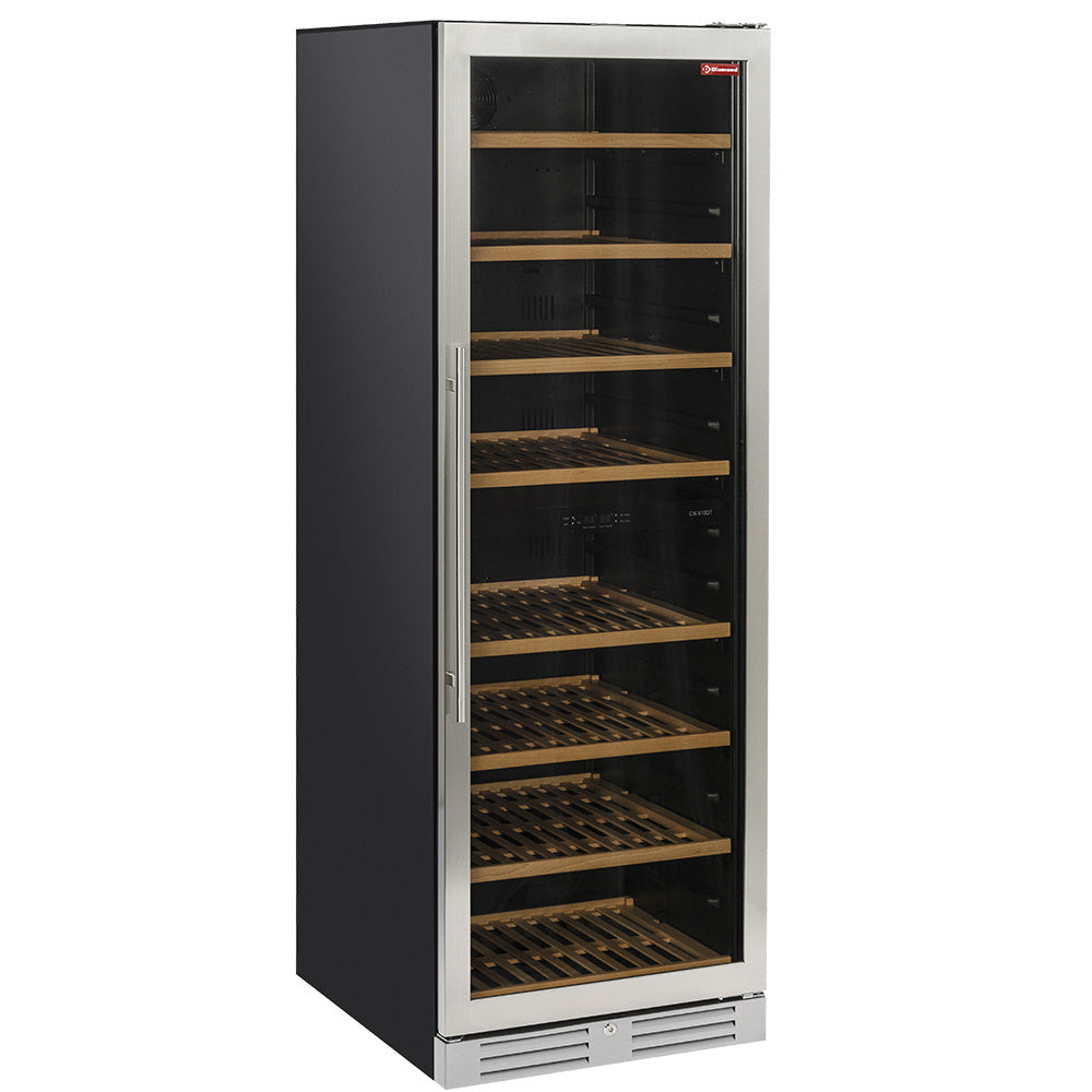 Vinkøleskab, ventileret, dør i rustfrit stål, 470 liter, 2 T° - SORT