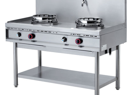 Gas wok komfur, 2 brændere (13 kW)