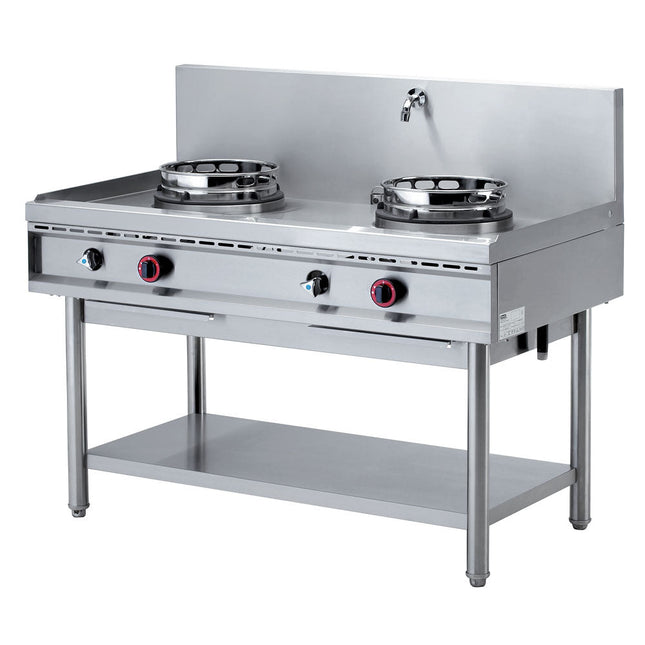 Gas wok komfur, 2 brændere (13 kW)