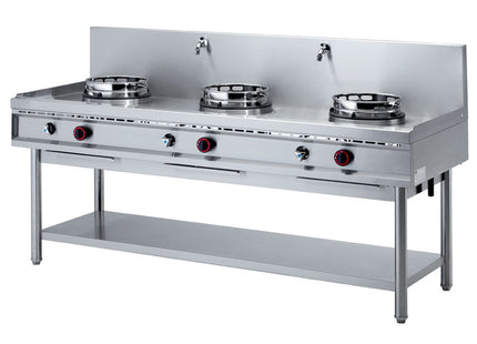 Gas wok komfur, 3 brændere (13 kW)