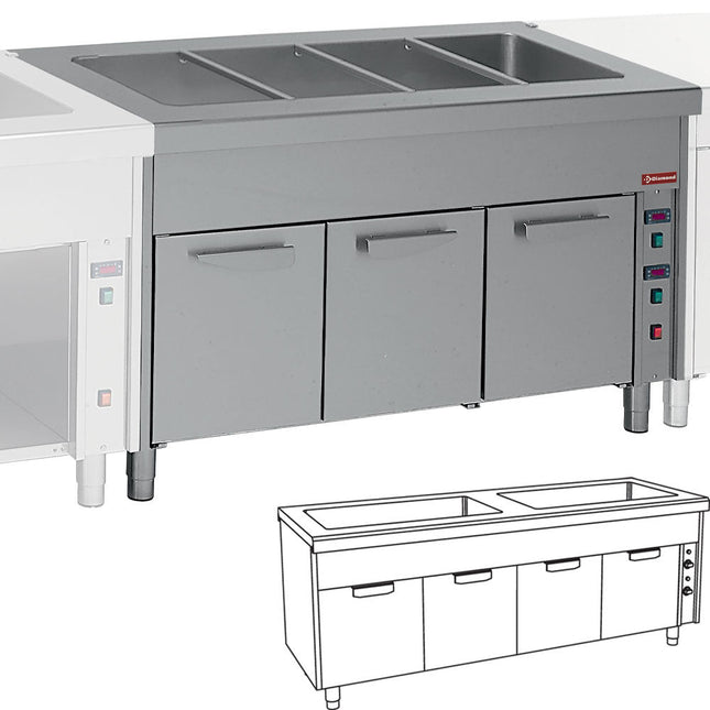 Bain Marie på varmt skab 2x 3 GN 1/1