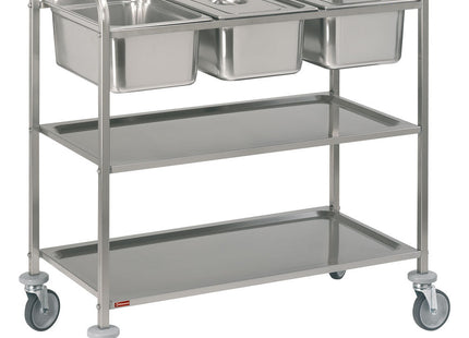 Rustfrit stål Serveringsvogn, 3x GN 1/1 + 2 niveauer