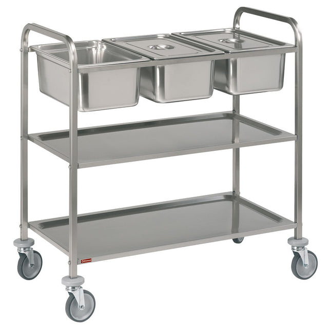 Rustfrit stål Serveringsvogn, 3x GN 1/1 + 2 niveauer