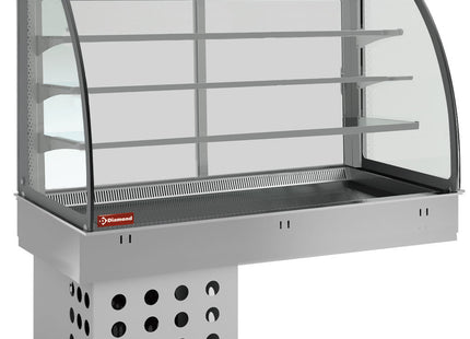 Element top og åbent display med 3 hylder (med gardin), kølet, ventileret, 4x GN 1/1
