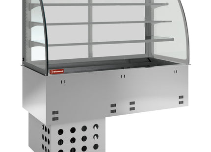 Element vask og lukket display med 3 hylder, kølet, ventileret 2x GN 1/1