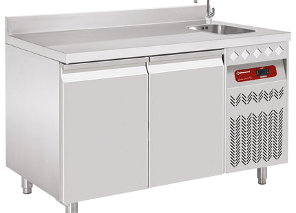 Ventileret "vægmaleri" Kølebord, 2 døre GN 1/1, 260 Lit. med vask