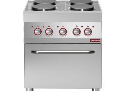 Kogebord - Elektrisk med 4 runde kogeplader og varmluftsovn GN 1/1