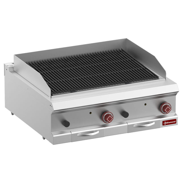 Vandgrill - lavesten grill, modul 1/1, Rist i støbejern "dobbeltsidet"-Top-