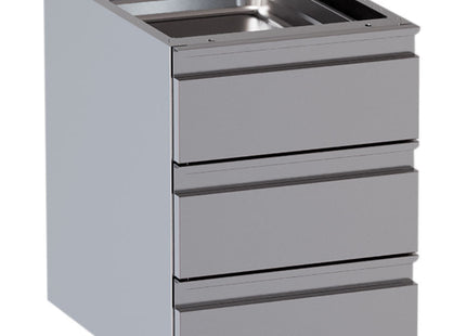 Blok 3 skuffer (bord dybde 600 mm) – Teleskopstyr