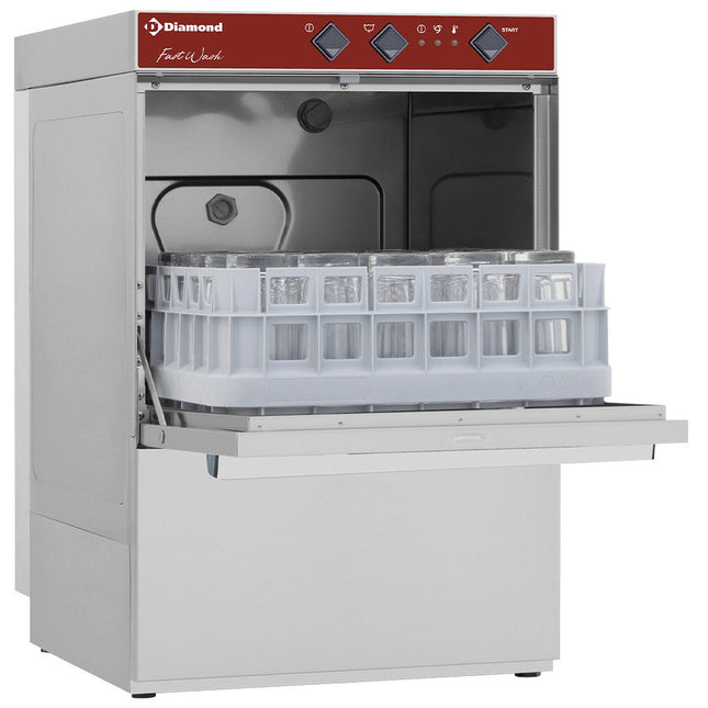 Glasopvaskemaskine kurv 400x400 mm + afløbspumpe og dispenser til flydende vaskemiddel