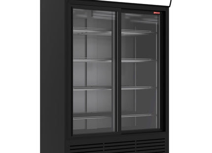 Positivt køledisplay 1230 liter, lysboks, 2 SKYDEDØRE - SORT