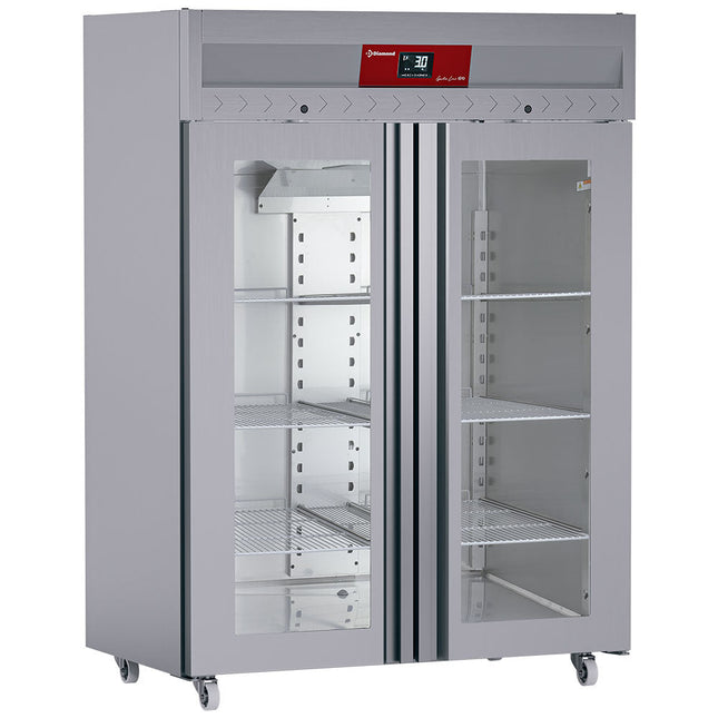 Ventileret køleskab 1400 liter 2 GLASDØRER GN 2/1, på hjul