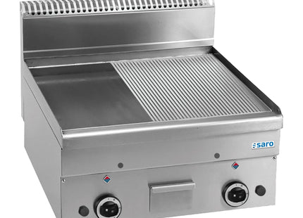 Gasgrillplade 1/2 Glat 1/2 rillet 1000x600
model GFT66LR