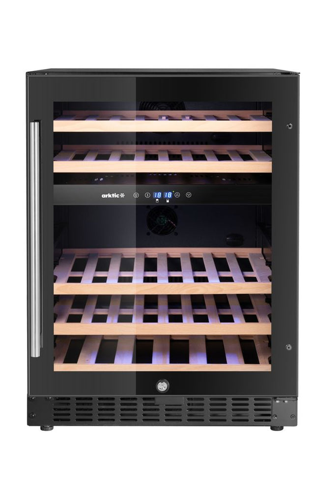 Vinkøleskab, 2-zoner, 46 flasker, Arktic, sort, 570x595x(H)820mm