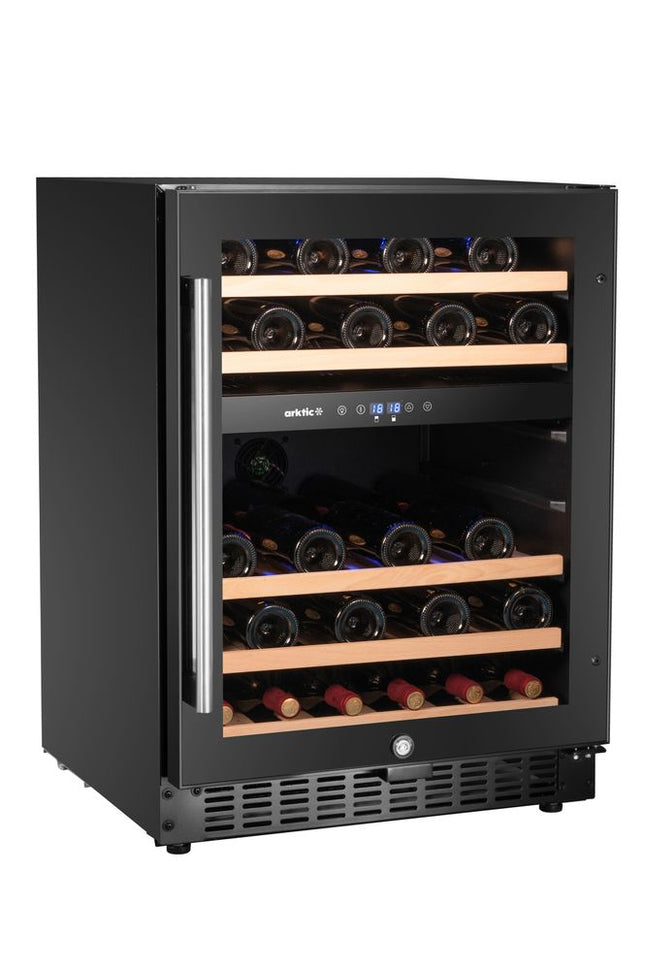 Vinkøleskab, 2-zoner, 46 flasker, Arktic, sort, 570x595x(H)820mm