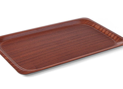 Serveringsbakke, rektangulær, skridsikker, lamineret, AmerBox, Mahogany, 460x360mm