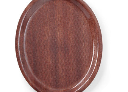 Serveringsbakke, oval, skridsikker, lamineret, AmerBox, Mahogany, 230x160mm