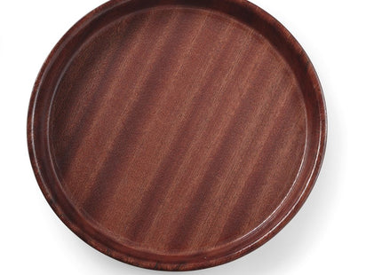 Serveringsbakke, rund, skridsikker, høj kant, lamineret, AmerBox, Mahogany, ⌀320x(H)35mm