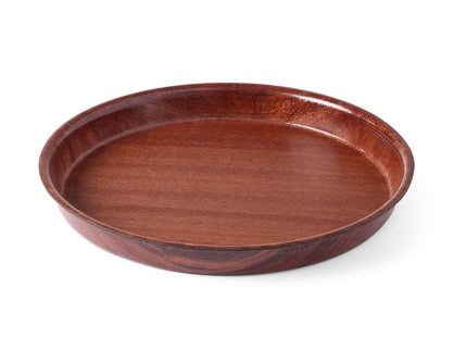 Serveringsbakke, rund, skridsikker, høj kant, lamineret, AmerBox, Mahogany, ⌀360x(H)30mm